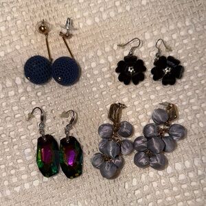 Earring Bundle Navy and Gray Cluster Earrings Set